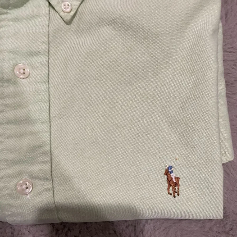 Ralph Lauren Yarmouth Classic Button-Down Shirt‎ Men's 17.5 Preppy Pastel Green